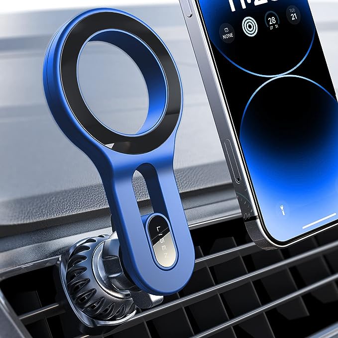 LISEN Fits MagSafe Car Mount Upgrade 18 Magnets Fit iPhone 15 Plus Pro Max Car Holder Mount Super Stable Magnetic Phone Holder for Car Air Vent (20X Powerful: Blue)