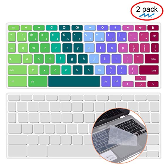 [2 Pack ] Lapogy Keyboard Cover Skin for Samsung Chromebook Plus(12.3 inch)/Samsung Chromebook Pro(12.3 inch),Chromebook Plus XE513C24,Chromebook Pro XE513C24(Clear and Rainbow)
