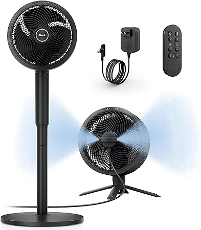 Shark FlexBreeze Pedestal & Tabletop, Indoor & Outdoor, Portable, Oscillating Fan with Remote, Quiet, Powerful, Corded & Cordless with InstaCool Misting Attachment, FA222