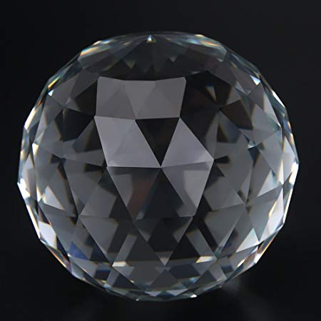 Clear Cut Crystal Glass Ball, 60/80mm Translucent Faceted Gazing Ball, Crystal Sphere Prisms Suncatcher Home Hotel Decor Hardware Fittings (80mm/3.15in)