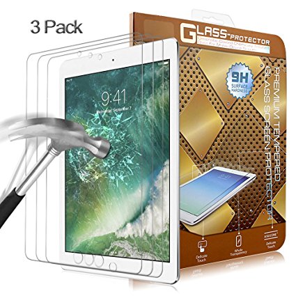 iPad Pro 9.7 Inch Screen Protector,XUZOU Tempered Glass 3D Touch Compatible,9H Hardness,Bubble Free (3Pack)