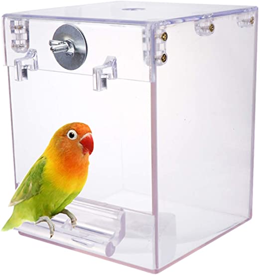 kathson Bird Bathtub for Cage, Parrot Hanging Bath Tube Shower Box Bowl Cage Accessory for Pet Birds Canary Lovebirds Budgies