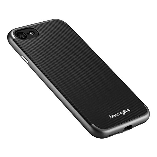 AmazingBull (TM) iPhone 7 (4.7 Inch) phone case non-slip texture surface Slim Fit Cover with Carbon Fiber Premium Bumper Style 360º Protection for Apple iPhone 7 (2016) (Gray)