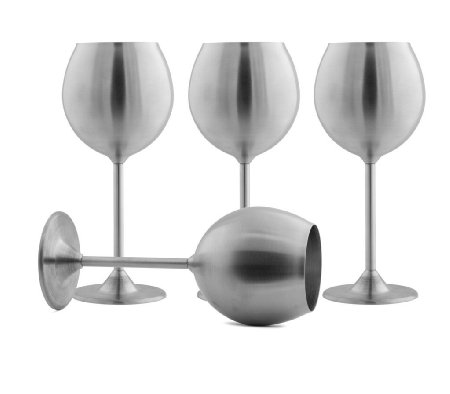 Modern Innovations Stainless Steel Wine Glasses Set of 4 12 Oz Made of Unbreakable BPA Free Shatterproof Steel That Is Dishwasher Safe Great for Daily Formal and Outdoor Use Camping and Picnics