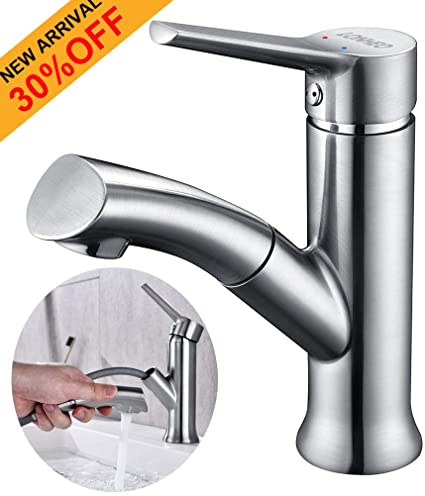 Kitchen Faucet with Pull Out Sprayer,One Hole Kitchen Faucet Brushed Nickel,Modern Style