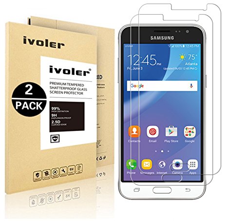 [2 Pack] iVoler [Tempered Glass] Screen Protector for Samsung Galaxy Amp Prime, [0.2mm Ultra Thin 9H Hardness 2.5D Round Edge] with Lifetime Replacement Warranty