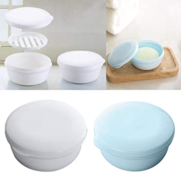 EQLEF Portable Circular Seal Travel Soap Box Handmade Soap Box Watertight Plastic Soap Box / 2 pcs
