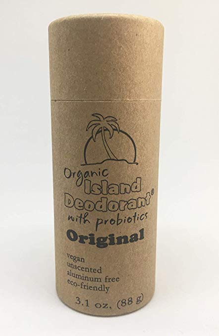 Island Deodorant Original Deodorant with Probiotics in Compostable Push Up Tube, Biodegradable, Plastic Free, Eco-friendly, Zero Waste (3 oz stick) (1 stick)