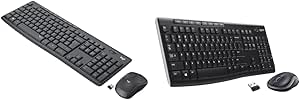 Logitech MK295 Wireless Mouse & Keyboard Combo - Black & MK270 Wireless Keyboard and Mouse Combo for Windows, 2.4 GHz Wireless, Compact Mouse - Black