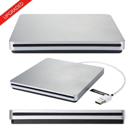 VicTsing® USB External Slot CD RW Drive Burner Superdrive DVD-R Player (CD Writer But Not DVD Writer) for Apple MacBook Pro Air iMAC Windows 10 8.1 and other Laptop Tablet