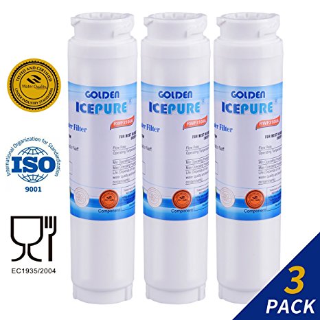 3 PACK Golden Icepure Bosch 644845; UltraClarity 9000077095,WF299 Replacement Water Filter