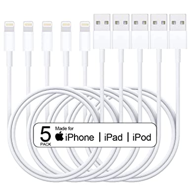 Gejin iPhone Charging Cable, Apple MFi Certified Lightning Cable 5-Pack, all 3 Metres, iPhone Cable for iPhone 12/11 Pro/XS Max/XR/X/ 8/8 Plus/ 7/7 Plus/ 6s/6/6 Plus/5S/5
