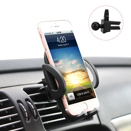 Car Cell Phone Holder, X-cable Universal Air Vent Car Mount Stand with 360° Rotation Ball Joint, Car Cradle for iPhone iPods Smartphones Mini Tablets and GPS Devices, Expand up to 3.7 inch, Black