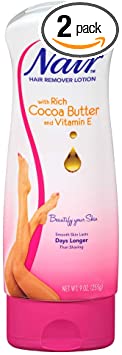 Nair Hair Remover Lotion Cocoa Butter & Vitamin-E 9 Ounce (266ml) (2 Pack)