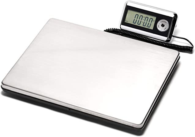 440 lb (200 kg) Digital Shipping Scale, Wide Stainless Steel Platform, Backlit LCD, AC Adapter, Multiple Weight Units, Capacity: MAX 200 kg (440 lb), MIN 250 g (0.6 lb), Readability 50 g (1.8 oz)