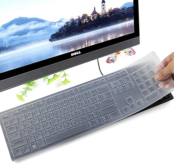 Keyboard Protector Skin for Dell KM636 Wireless Keyboard & Dell KB216 Wired Keyboard, Clear