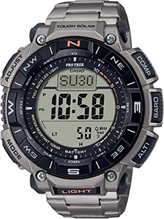 Casio Pro Trek Bio Mass Tough Solar Triple Sensor w/Thermometer Altimeter Barometer Compass World Time Men's Titanium Band Watch PRG340T-7