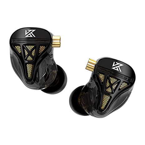 KZ DQS Wired IEM Earphone with Mic, New-Generation Dynamic Driver | Ultra-Thin Diaphragm Coil | Semi-Open Ear Cavity Design in Ear Monitor Earbuds with OFC Flat Cable (with Mic, Black)