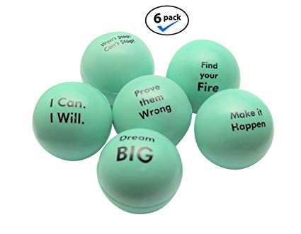 Pure Origins | Motivational Stress Balls | Squeeze Toy Gift 6 Pack | Fidget Accessory for Stress Relief, Special Needs, Concentration, Anxiety, Motivation, ADHD, ADD, Autism and Team Building (Mint)