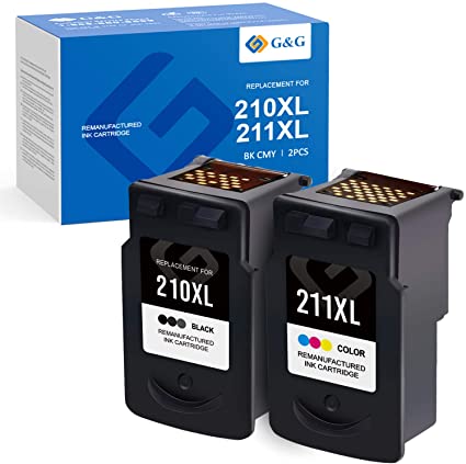 G&G Remanufactured Ink Cartridge Replacement for Canon 210XL 211XL PG-210XL CL-210XL use with Canon PIXMA MX410 MX340 MX330 MX420 MP495 MP490 MP480 MP280 MP250 IP2702 (Black, Tri-Color, 2-Pack)