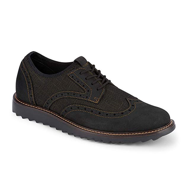 Dockers Mens Hawking Knit/Leather Smart Series Dress Casual Wingtip Oxford Shoe with NeverWet