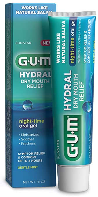 GUM Hydral Oral Gel, Alcohol-Free Gentle Mint Gel for Night-time Dry Mouth Relief, 1.8 oz