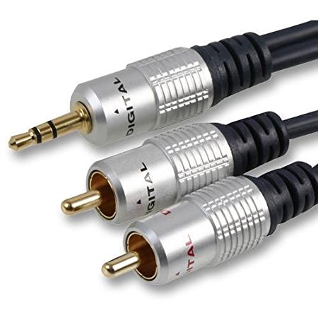 CableStop SHORT 50cm PRO 3.5mm Stereo Aux Jack Plug to TWIN 2 x RCA PHONO Plugs Audio CABLE 0.5m