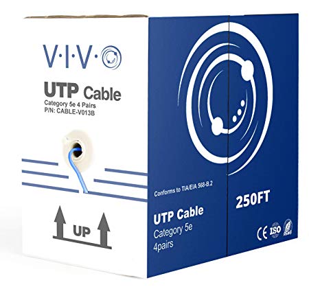 VIVO Blue 250 ft Bulk Cat5e LAN Ethernet Cable/Wire UTP Pull Box 250ft Cat-5e (CABLE-V013B)