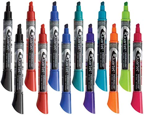 Quartet Dry Erase Markers, Whiteboard Markers, Chisel Tip, EnduraGlide, BOLD COLOR, Assorted Colors, 12 Pack (5001-20MA) - 2 Pack