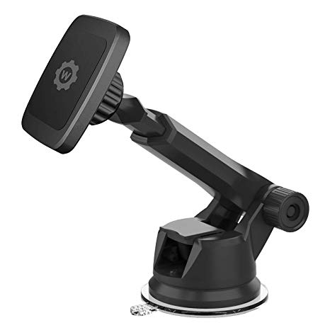 WizGear Universal Magnetic Car Mount Holder, Windshield Mount and Dashboard Mount Holder for Cell Phones and Tablets with Long Arm – (New Version Telescopic Arm)