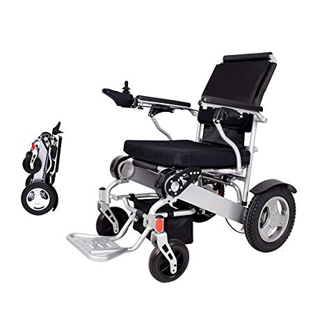 2019 Folding Electric Powered Wheelchair Lightweight Portable Smart Chair Personal Mobility Scooter Wheelchair - Weighs only 58 lbs with Battery - Supports 400 lb (Silver)