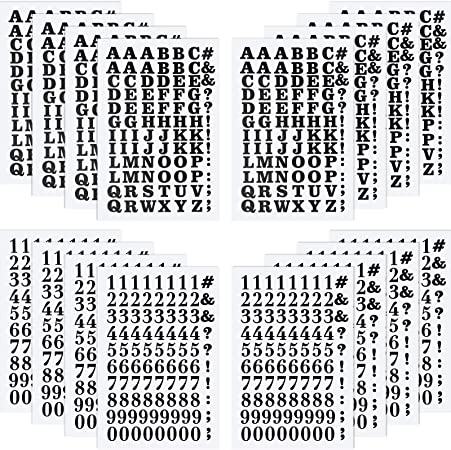 1408 Pieces Iron on Letters and Numbers 0.75 Inch Heat Transfer Letters Numbers Adhesive Letters Applique DIY Fabric Vinyl Alphabets for Clothing Printing Crafts Decorations, 16 Sheets (Black)