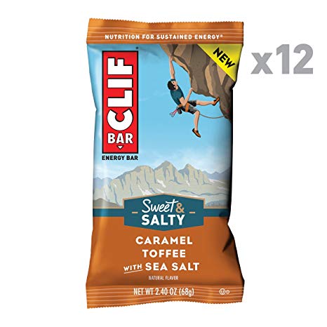 CLIF BAR - Sweet & Salty Energy Bar - Caramel Toffee with Sea Salt - (2.4 Ounce Protein Bar, 12 Count)