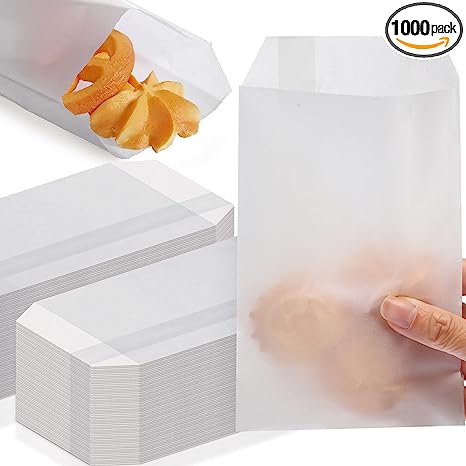 1000 Pcs Flat Glassine Bags Waxed Paper Cookies Bags Semi Transparent Cookie Sleeves Treat Bags Small Paper Bags for Handmade Soaps Packaging Bakery Cookies Candies Party Favor (4 x 6 Inches)