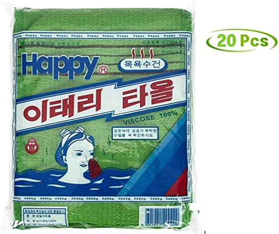JSA Korean exfoliating mitt 20pcs/Pack Body Scrub Genuine Exfoliating Bath Mitten Remove Dead Skin (Green Color)
