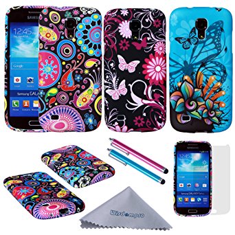 S4 Mini Case, Wisdompro 3pcs Jellyfish Butterfly Pattern Bundle Pack of Color and Graphic Soft TPU Gel Protective Case Covers for Samsung Galaxy S4 Mini (NOT S4 Fit)