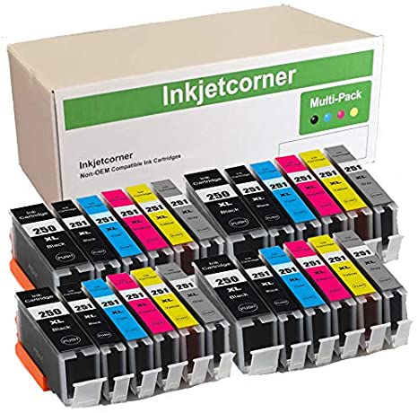 Inkjetcorner Compatible Ink Cartridges Replacement for PGI-250XL CLI-251XL PGI 250 XL CLI 251 XL for use with MG7120 MG7520 iP8720 MG6320 Printer (24-Pack)