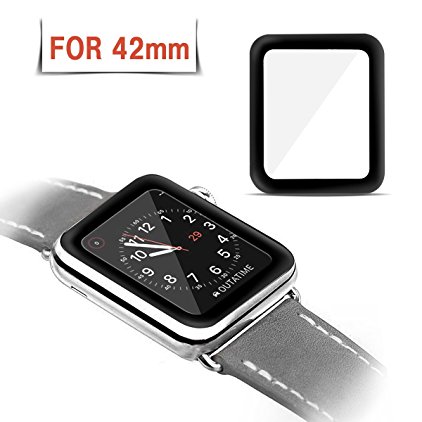 Besprotek Screen Protector for Apple Watch 42mm Series 3, Tempered Glass Premium High Definition Clear, Anti-Scratch / Fingerprint 3D Curved Edge (Series 3 \ 42mm)
