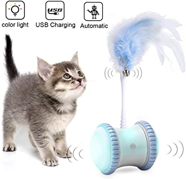 Udream Automatic Interactive Cat Toy for Indoor, 360 Degree Self Rotating, Automatic Irregular Moving LED Light Toys for Kitten/Cats