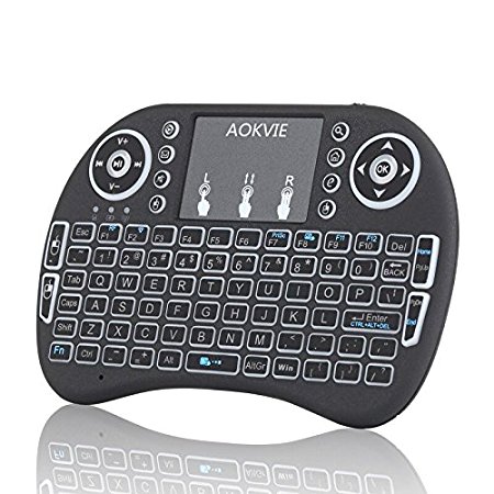 AOKVIE Blacklit 2.4GHz Mini Protable Wireless Keyboard with Touchpad Combo for Google Android TV Box, PS3, Xbox 360, Pad, IPTV, HTPC