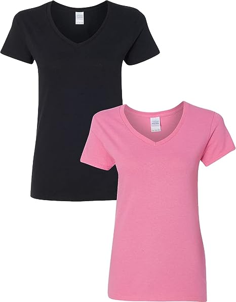 Gildan Women's Heavy Cotton V-Neck T-Shirt, 2-Pack