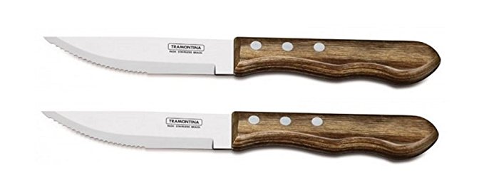 Tramontina Churrasco 5 inch Jumbo Steak Knife Set of 2, Brown Handle