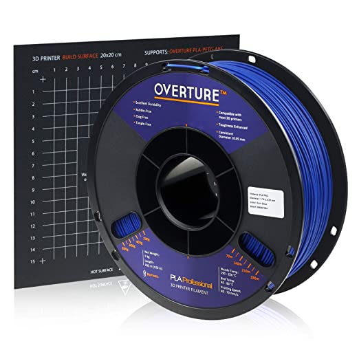 Overture PLA Plus (PLA ) Filament 1.75mm Toughness Enhanced PLA Roll with 3D Build Surface 200 × 200mm, Premium PLA 1kg Spool (2.2lbs), Dimensional Accuracy  /- 0.05 mm (Dark Blue)