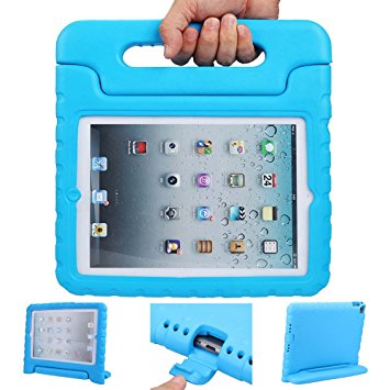 iPad air 2 case, ipad 6 case, ANTS TECH Light Weight [ Shockproof ] Cases Cover with Handle Stand for Kids Children for iPad air 2 (6) (iPad Air 2 (6), Blue)