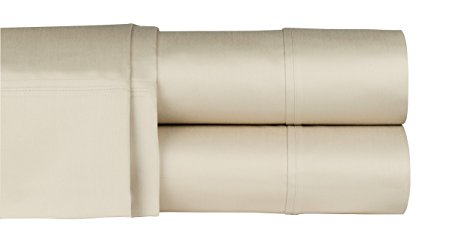 400 Thread Count 100% Extra-Long Staple Cotton Sheet Set, Queen Sheets, Luxury Bedding, Queen Sheets 4 Piece Set ,Smooth Sateen Weave, Beige, by Threadmill Home Linen