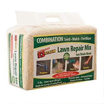 EZ Straw MLEZSUNSHD114 Lawn Repair Mix – Sun/Shade Blend – COMBINATION Seed, Mulch, Fertilizer (11 lb. Covers 200 sq. ft.)