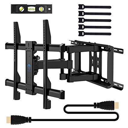 TV Wall Mount Bracket Full Motion for most 37-70 Inch LED, LCD, OLED, Flat Screen, Plasma TVs - Fits 16-24 Inch Wood Studs - TV Mount Holds up to 132lbs, VESA 600x400mm by PERLESMITH