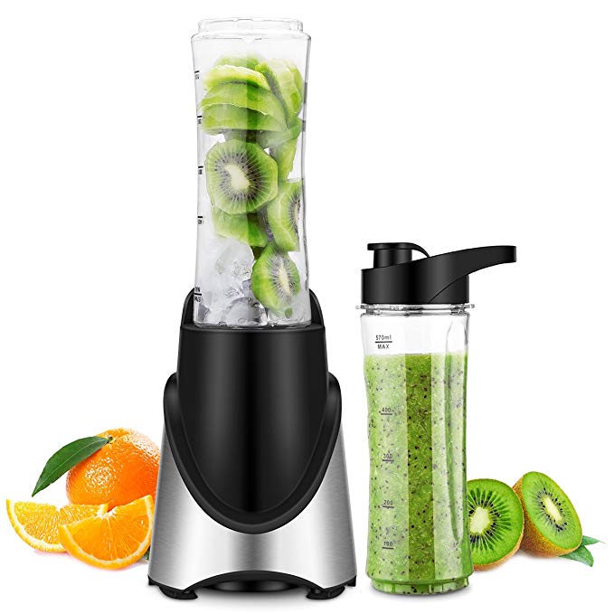 Personal Blender Portable, Powerful 300W(24,000RMP) 4 Sharp Blades, Smoothie Fruit Blender Single Serve with 20 oz Sport Bottle, Black