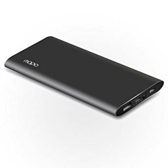Portable Charger MOPO 10000mAh Li-Polymer Power Bank with Type-C/USB-A to Micro, Quick Charge 3.0 Output Slim&Light High-Speed External Battery for iPhone, iPad, Samsung, Android Phones, etc. (black)