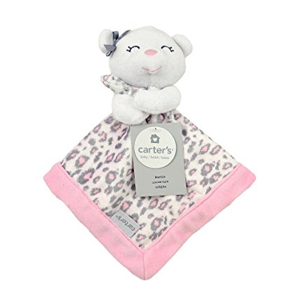 Carter's Print Security Blanket, Pink/Grey Bear with Leopard